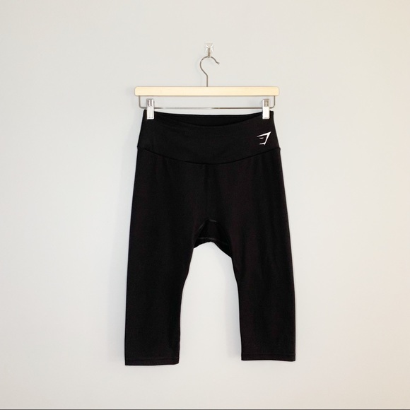 Gymshark Training Cropped Leggings Women's Black Stretch High Rise Logo Large L